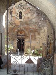 Ancient stone gates of Anchiskhati Basilica in Tbilisi, Georgia