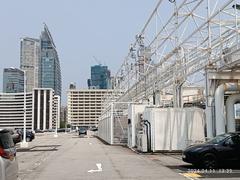 Aerial view of Harbour City Ocean Terminal rooftop and carpark in Tsim Sha Tsui Hong Kong in April 2024