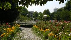 Park with the grave of Peter Deunov in Izgrev estate Sofia Bulgaria