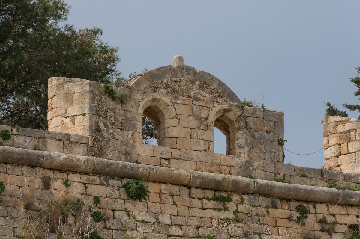 Architectural decoration on wall of Fortezza in Rethymno Crete Greece