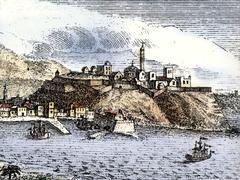 Historical drawing of Fortezza fortress in Rethymno from 1700