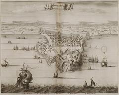 17th century map illustration of the fortress of Rethymno on Crete by Olfert Dapper