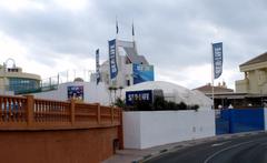 Entrance to Sea Life Benalmádena aquarium with promotional signage
