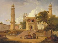 Indian Temple Mosque of Abo-ul-Nabi in Muttra painted by Thomas Daniell