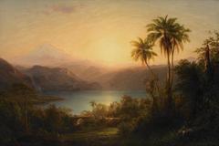 Oil painting of Sierra Nevada de Santa Marta mountain range by Frederic Edwin Church