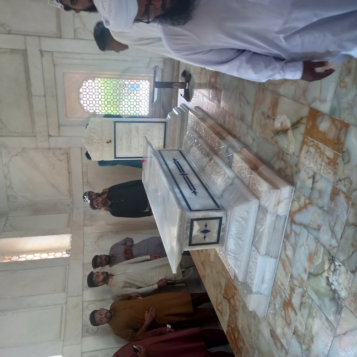 Grave of Indian-Pakistani poet Muhammad Iqbal in mausoleum at Red Fort Lahore Punjab Pakistan