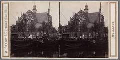 Noordermarkt and Noorderkerk church in Amsterdam viewed from the Prinsengracht canal in 1864