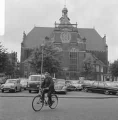 Historic black and white photo of De Noordermarkt in Amsterdam during a demonstration on June 23, 1966