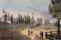 Historic view of the Champ de Mars park in Montreal in 1830