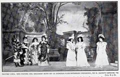 Scene from the second act of the comedy 'Los intereses creados' by Jacinto Benavente at Teatro Lara in 1907