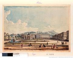 Jean-Baptiste Lallemand drawing of Place Bellecour in Lyon in the 1780s