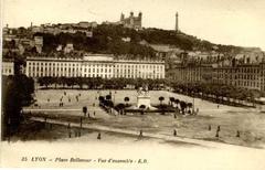 Panoramic view of Place Bellecour in Lyon with open square and surrounding buildings