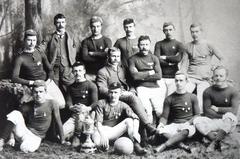 Dunblane Football Club team photograph from 1889 showing players in two rows with vintage football attire