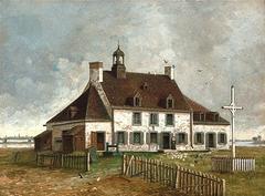 The Saint-Gabriel Farmhouse painting by Henry Richard S. Bunnett, 1886, oil on canvas showing a rustic farmhouse in a natural setting