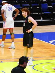 Kobe Williamson playing basketball for Seattle University against Delaware State on March 23, 2024