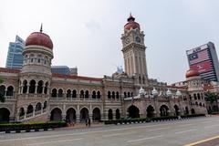 Sultan Abdul Samad Building in Kuala Lumpur under a blue sky