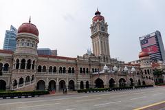 Sultan Abdul Samad Building in Kuala Lumpur with clock tower and colonial architecture