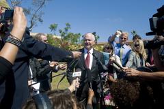 Secretary of Defense Robert M. Gates speaking to press after observing Marine recruits at Combat Conditioning Field