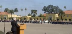 Defense Secretary Robert M. Gates addressing newly enlisted Marines at Marine Corp Recruit Depot graduation San Diego 2010