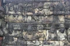 Terrace of the Leper King ancient Khmer stone carvings in Angkor Thom near Angkor Wat, Cambodia
