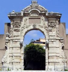 Porta Grazia monument with bell towers and architectural details