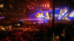 Eurovision 2012 first semi-final stage in Baku with vibrant lighting and audience