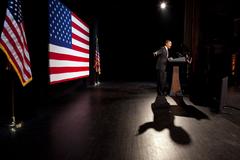 President Barack Obama speaking at the Apollo Theater in New York on January 19, 2012