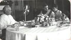 Jawaharlal Nehru with Indira Gandhi, Rajiv Gandhi, and Sanjay Gandhi at Teen Murti House