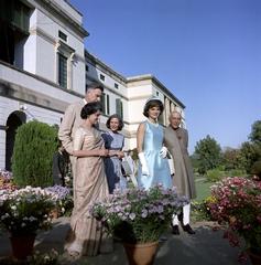 First Lady Jacqueline Kennedy with Indian Prime Minister Jawaharlal Nehru and his daughter Indira Gandhi at Teen Murti Bhavan, New Delhi