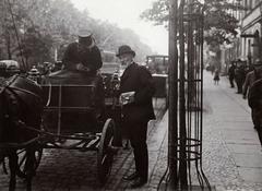 Friedrich Wilhelm Voigt, known as Captain of Köpenick, standing on street next to carriage after prison release