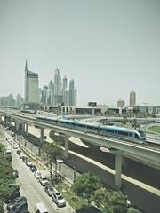 Sheikh Zayed Road and Dubai Metro Red Line in Dubai cityscape