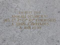 Monument to the Cavalry at Place du Lac with inscription in the background