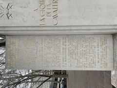 Monument to the Cavalry with inscriptions in Place du Lac