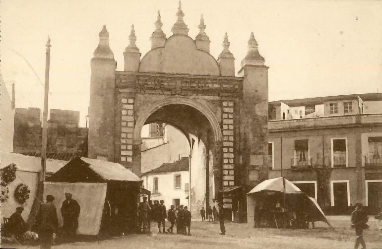 Arco de la Macarena gate in Seville with clear blue sky