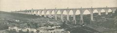 Águas Livres Aqueduct spanning Alcântara Valley near Lisbon, Portugal in 1906 illustration