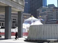 Government Center in Boston with modern buildings and pedestrian plaza