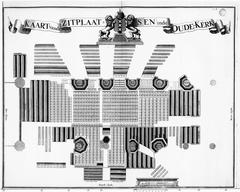 Historical architectural map of Oude Kerk in Amsterdam circa 1700-1725