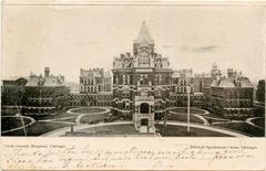 Cook County Hospital Chicago historic building vintage postcard