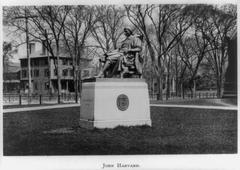 Statue of John Harvard at Harvard University in Cambridge, Massachusetts