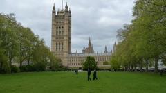 British Parliament building from Victoria Tower Gardens