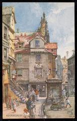 Historic John Knox's House in Edinburgh with timber-framed architecture