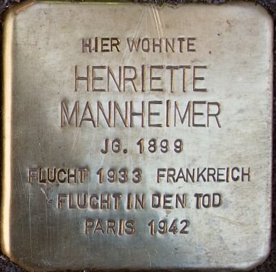 Stolperstein dedicated to Henriette Mannheimer in Mainz, Germany