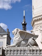 Winged lion sculpture at the facade of Notre-Dame de Fourvière Basilica in Lyon