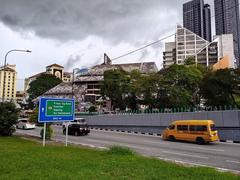 Front view of Perpustakaan Negara Malaysia library building in Titiwangsa, Kuala Lumpur under clear sky