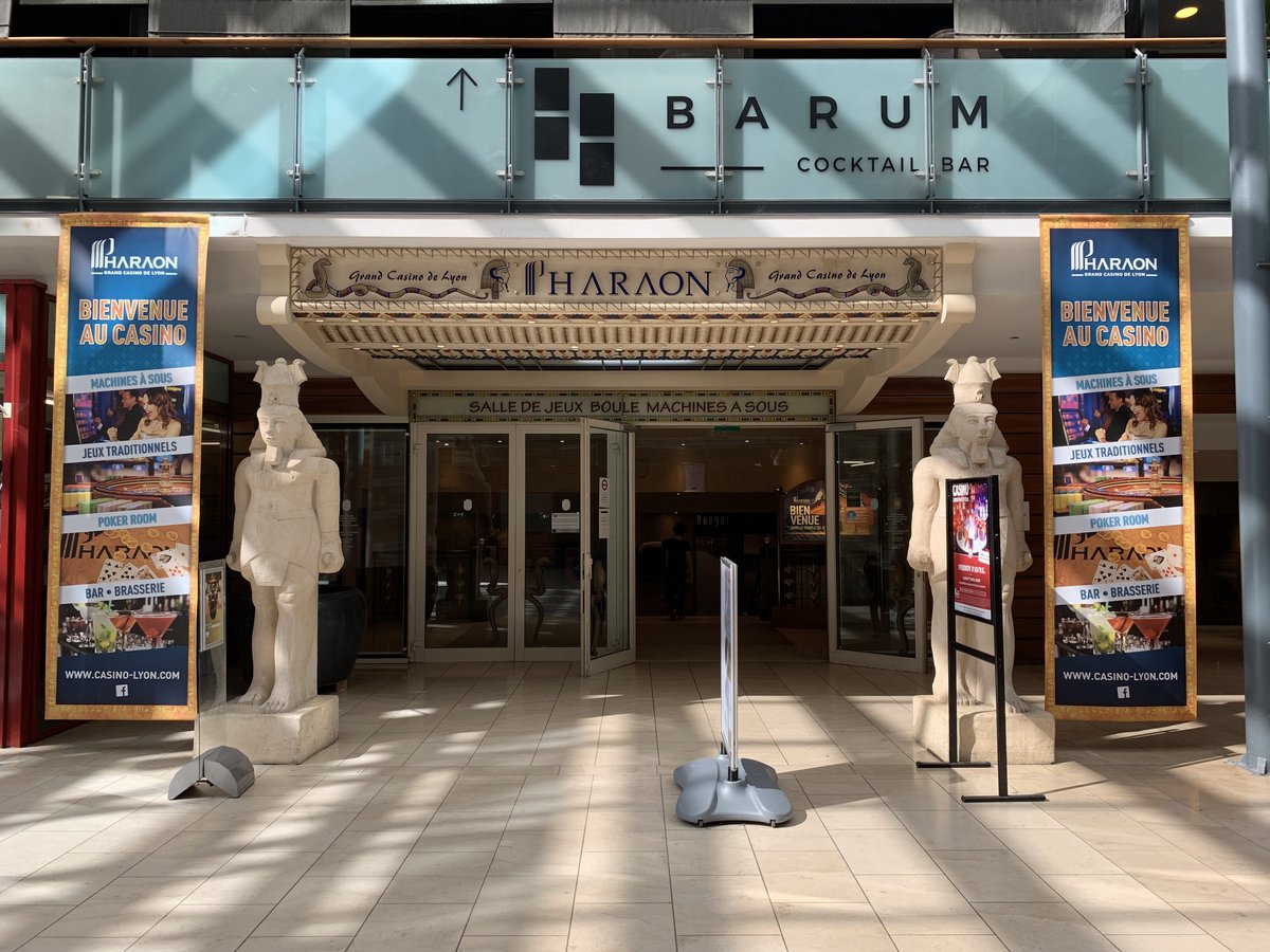 Grand Casino De Lyon entrance with Le Pharaon signage