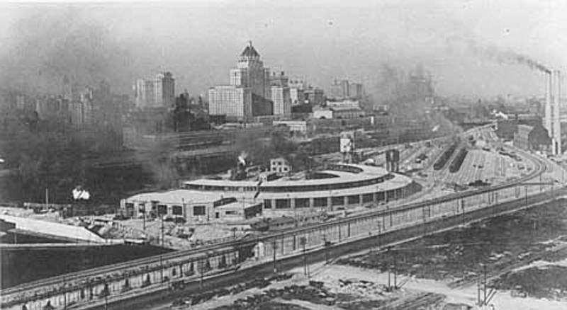 Early 1900s view of John Street CPR Roundhouse in Toronto