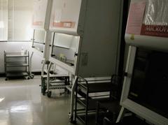 Research laboratory with scientific equipment and computers