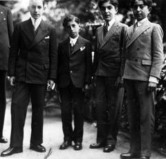 Mohammad Reza, Ali Reza, Mehrpour Teymourtash, and Hossein Fardoust at Le Rosey in Switzerland