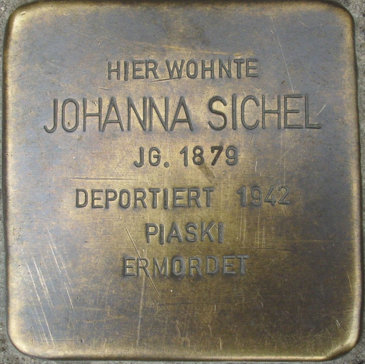 Stolperstein memorial stone dedicated to Johanna Sichel in Mainz, Germany
