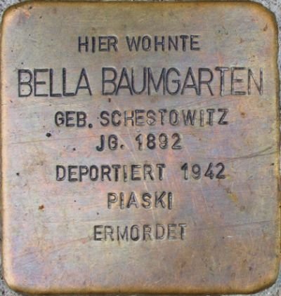 Stolperstein memorial stone dedicated to Bella Baumgarten in Mainz, Germany
